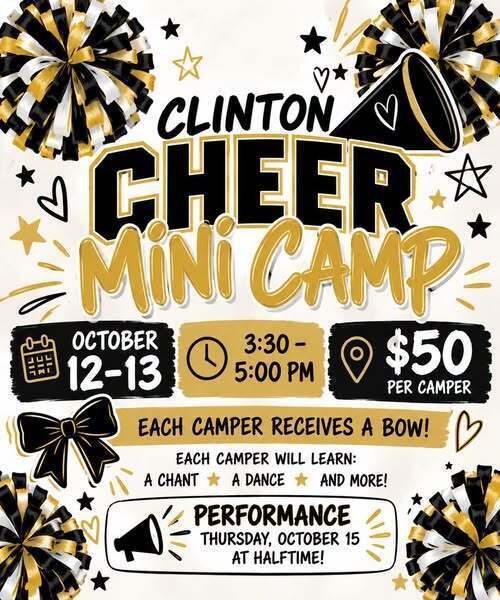 mini cheer camp with pom poms and megaphones