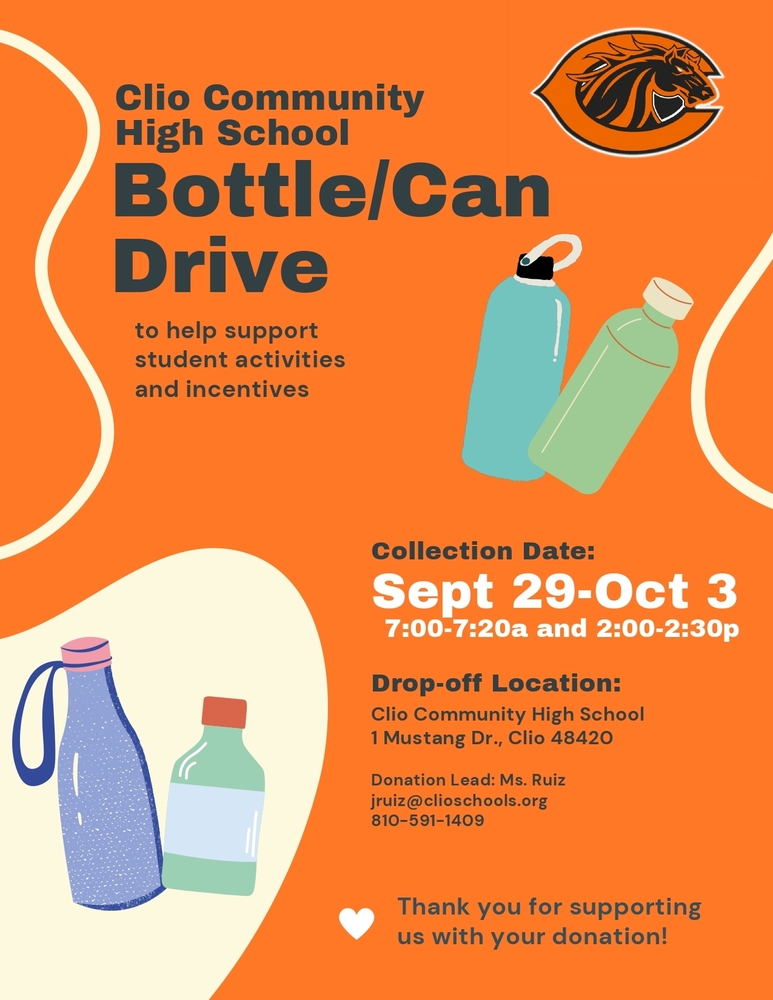 Clio Community High School Bottle/Can Drive