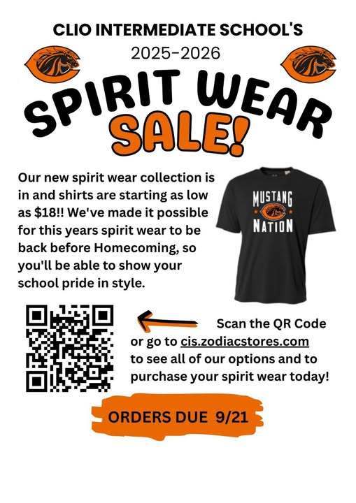 Clio Intermediate School Spirit Wear Sale