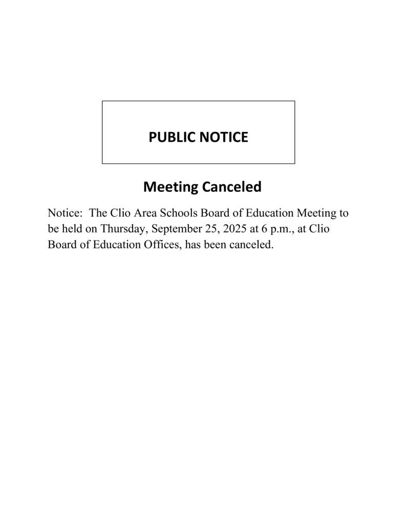 Board Meeting Canceled