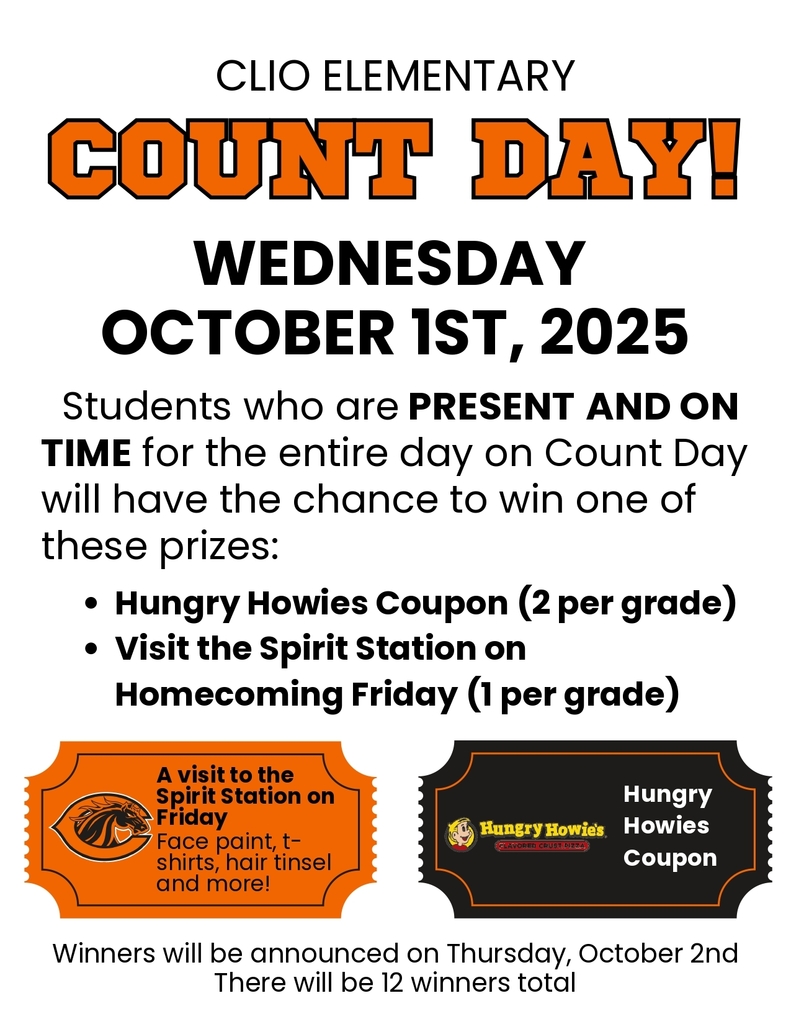 Clio elementary Count Day, Wednesday, October 1