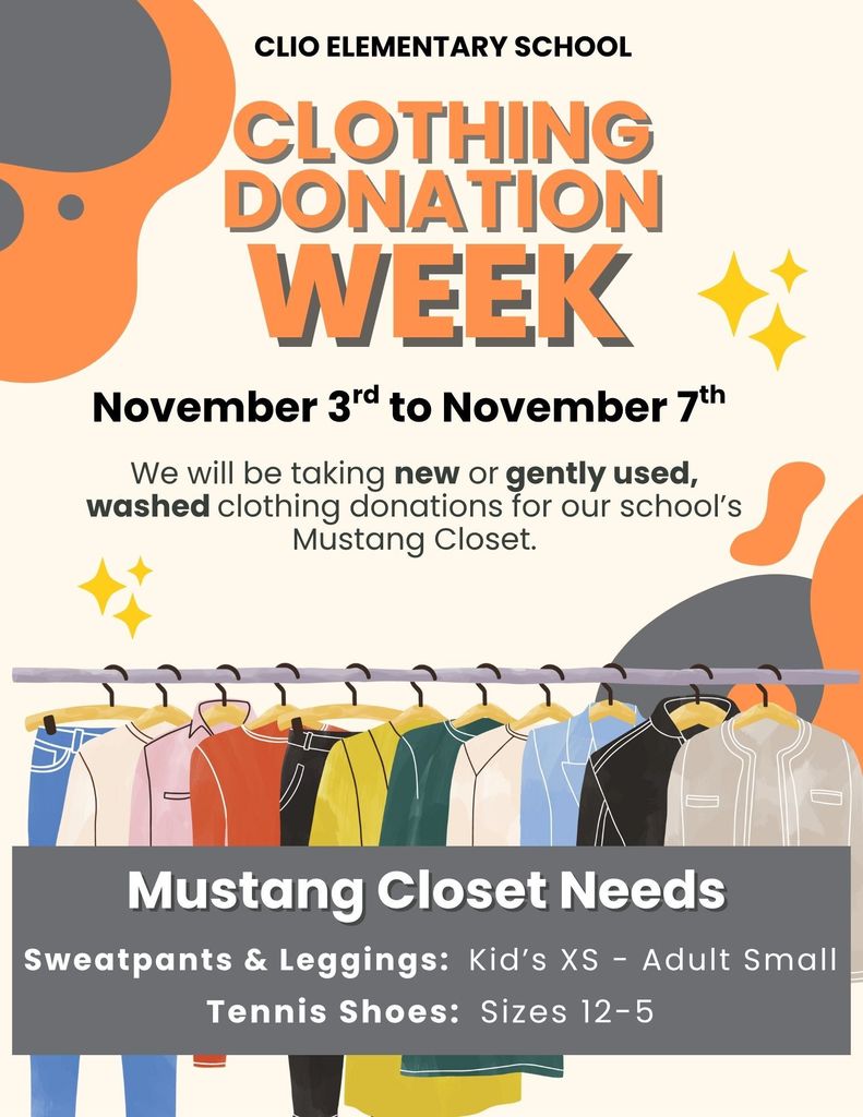 Clothing DOnation Week November 3rd - November 7th