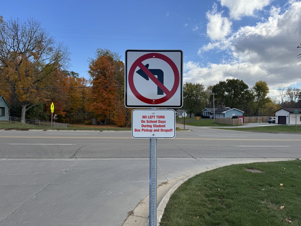 No turn left on school days during pickup time