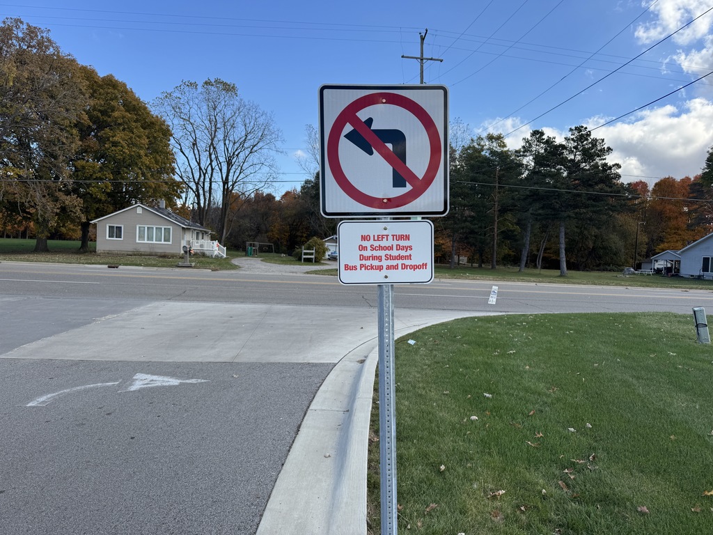 No left turn on School days during pickup hours