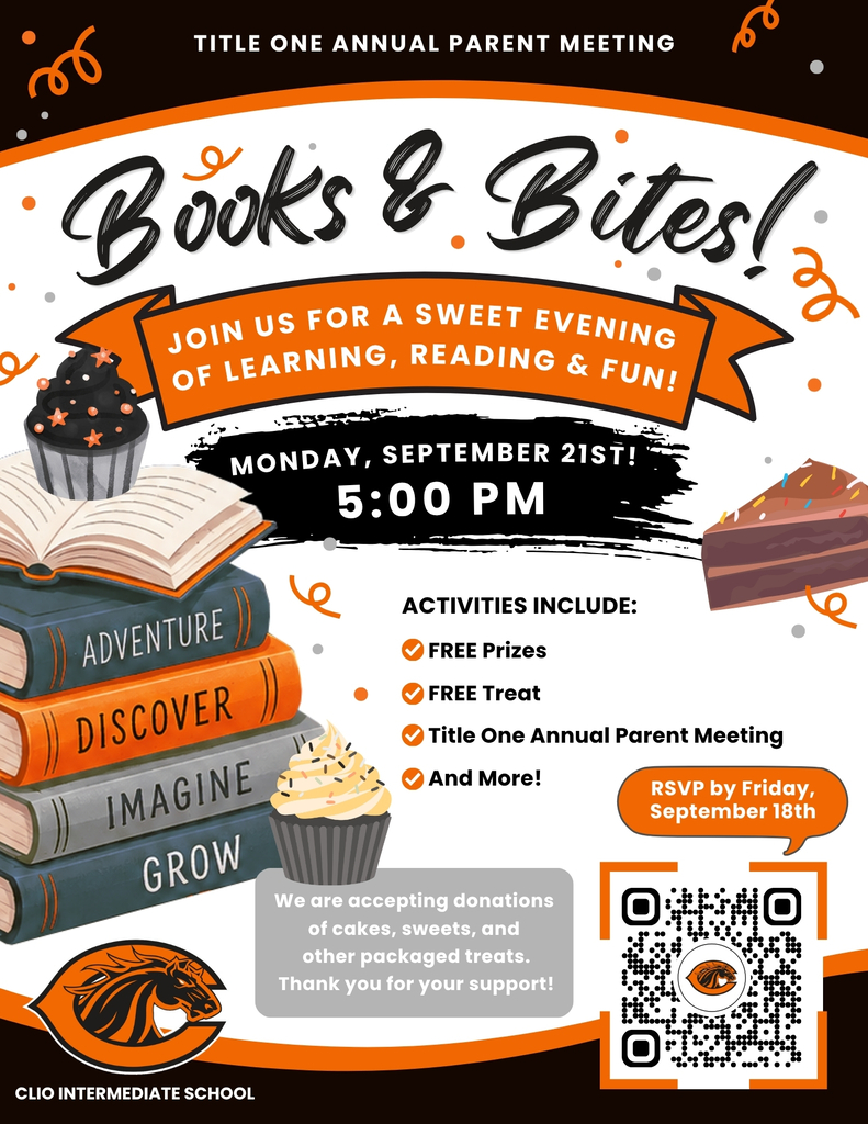TITLE ONE ANNUAL PARENT MEETING Books & Bites! JOIN US FOR A SWEET EVENING OF LEARNING, READING & FUN! MONDAY, SEPTEMBER 21ST! 5:00 PM ACTIVITIES INCLUDE: FREE Prizes  FREE Treat  Title One Annual Parent Meeting  And More! We are accepting donations  of cakes, sweets, and  other packaged treats. Thank you for your support! RSVP by Friday, September 18th