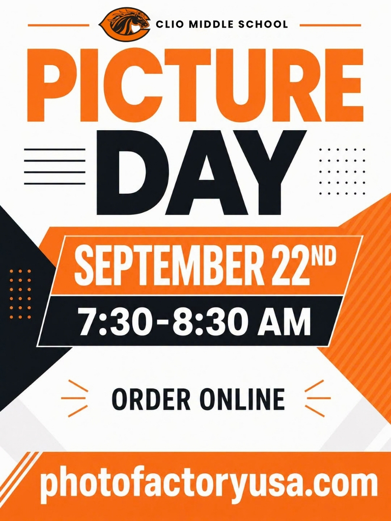 Clio Middle School Picture Day September 22nd 7:30-8:30 AM Order Online photofactoryusa.com