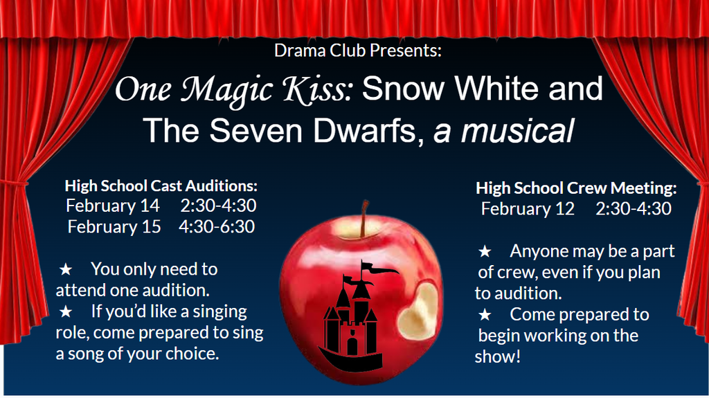 Announcement of auditions for upcoming musical