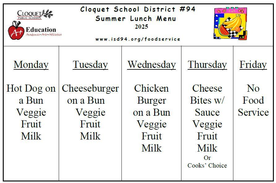 Summer Food Menu