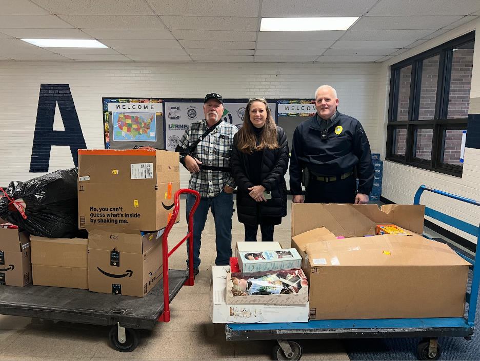 volunteers with toys