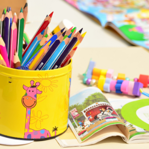 Colored pencils in a cup