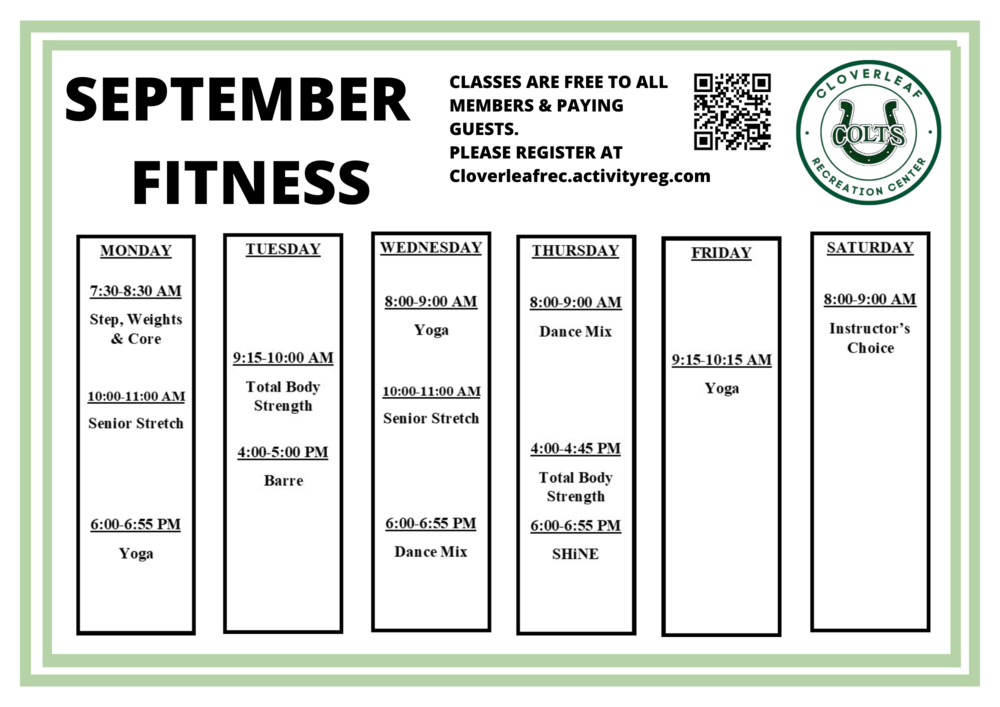 Fitness classes are offered daily and included in membership
