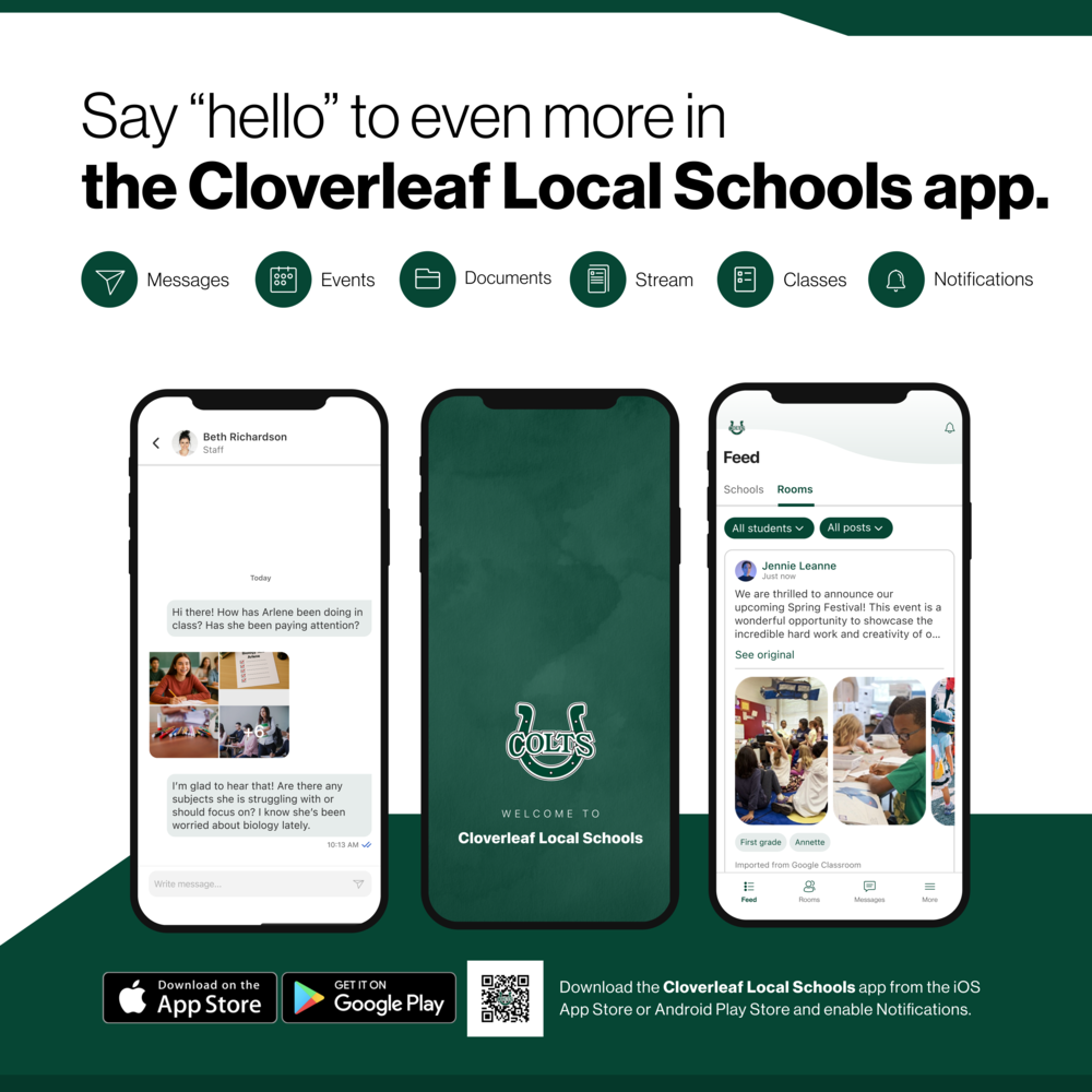 Say "hello" to even more in the Cloverleaf Local Schools app.