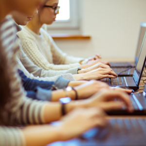 Students using computers