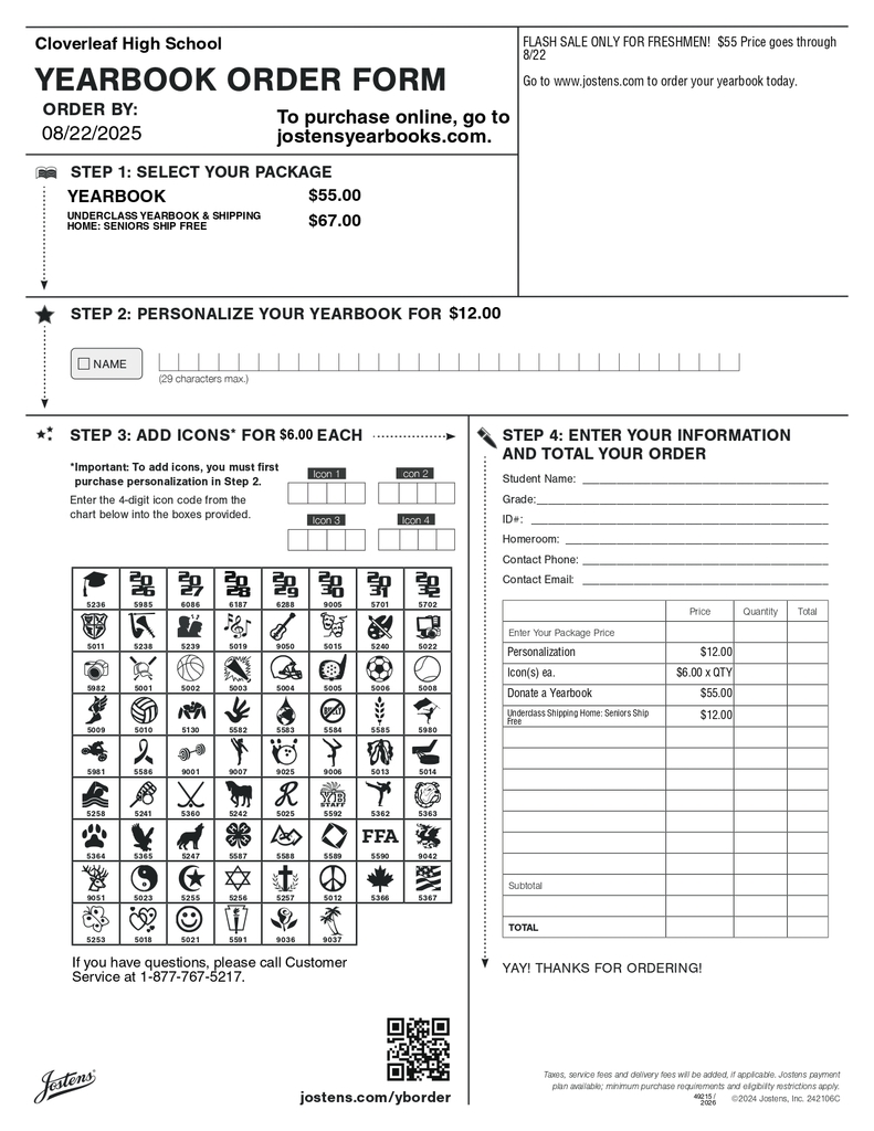 Yearbook order form