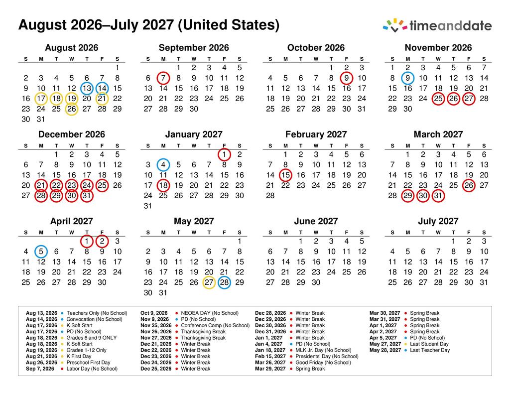 2026-27 District Calendar