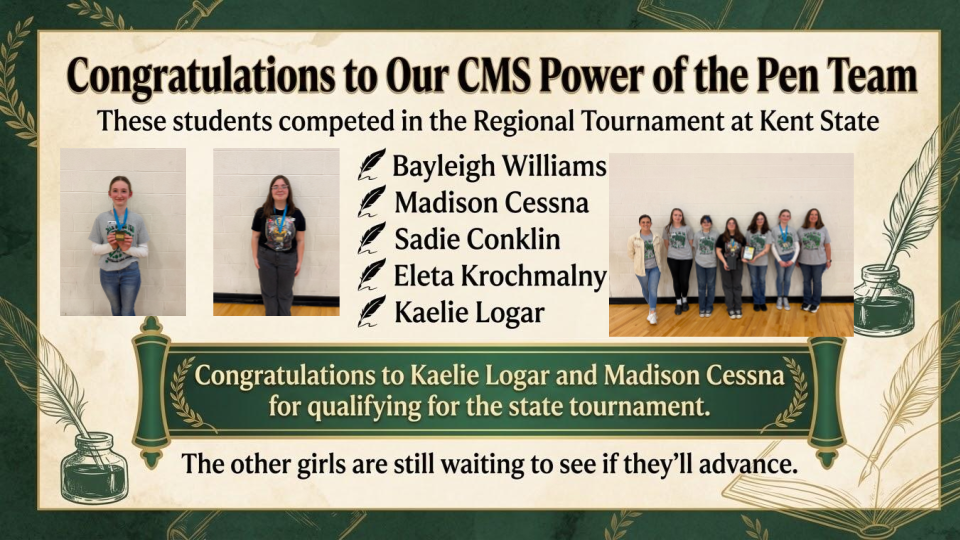 Congratulations to our CMS Power of the Pen team