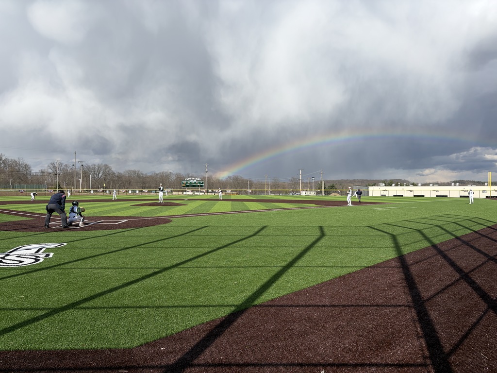 Rainbow over field