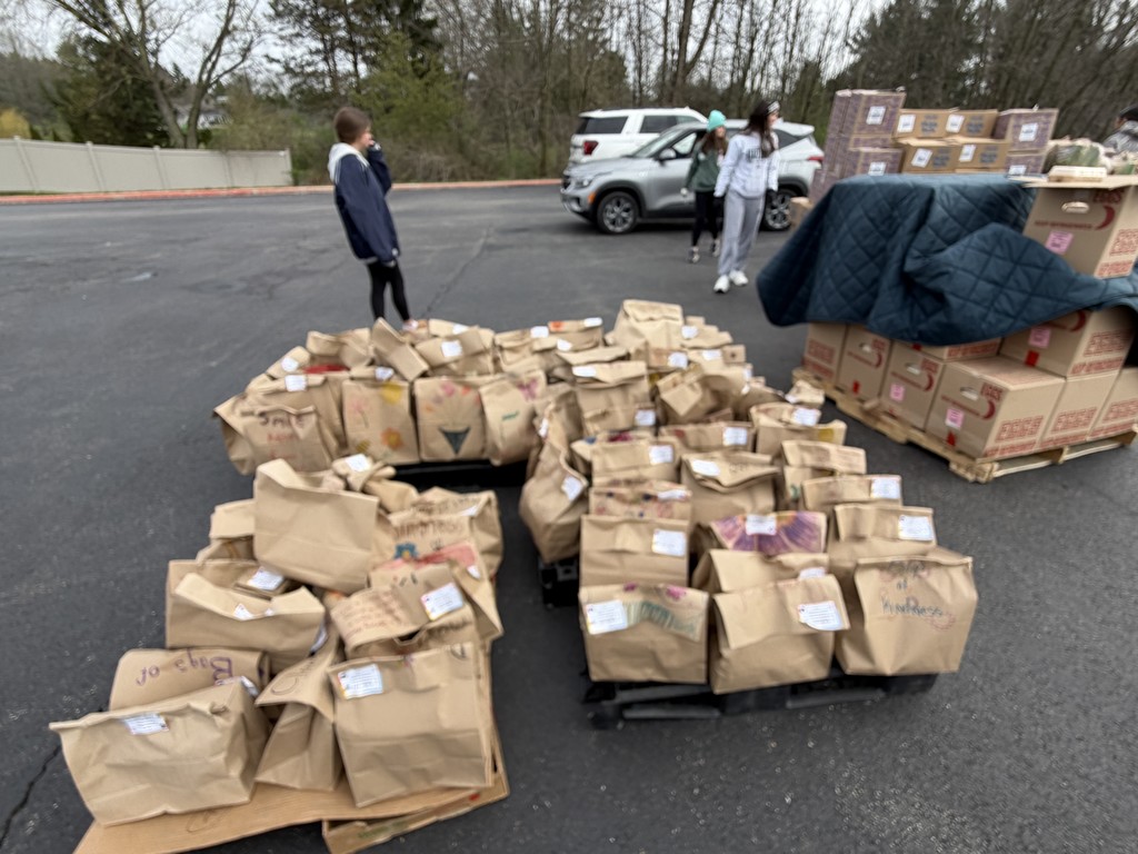Bags of Kindness on pallets
