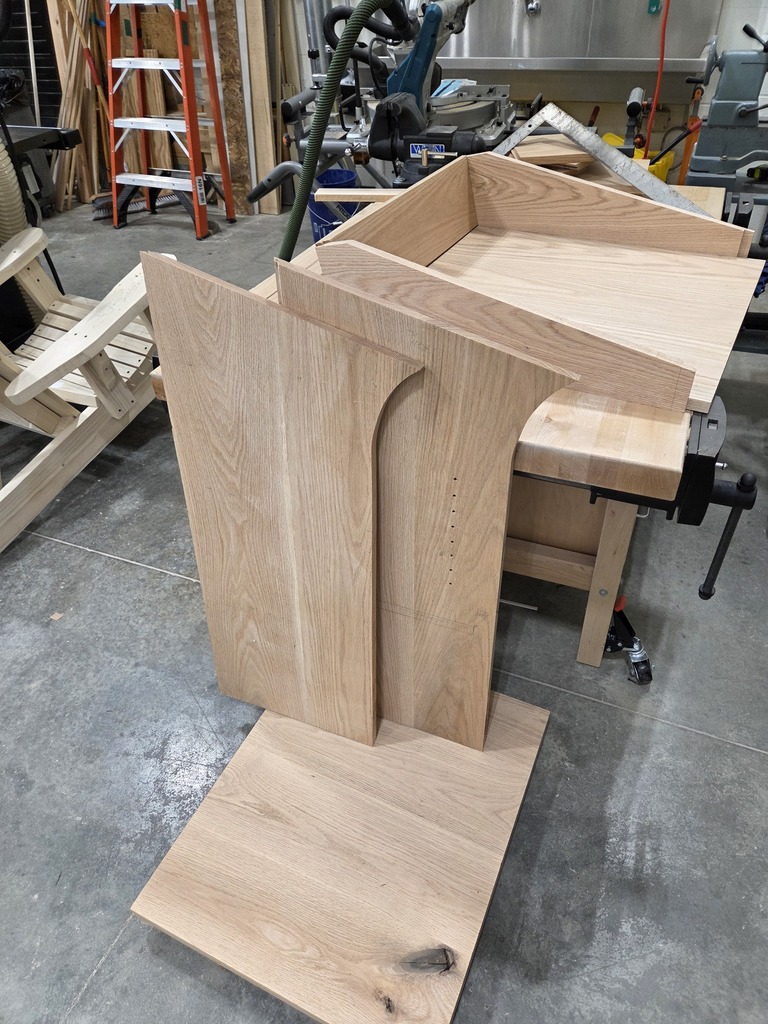 Pieces of podium for assembly