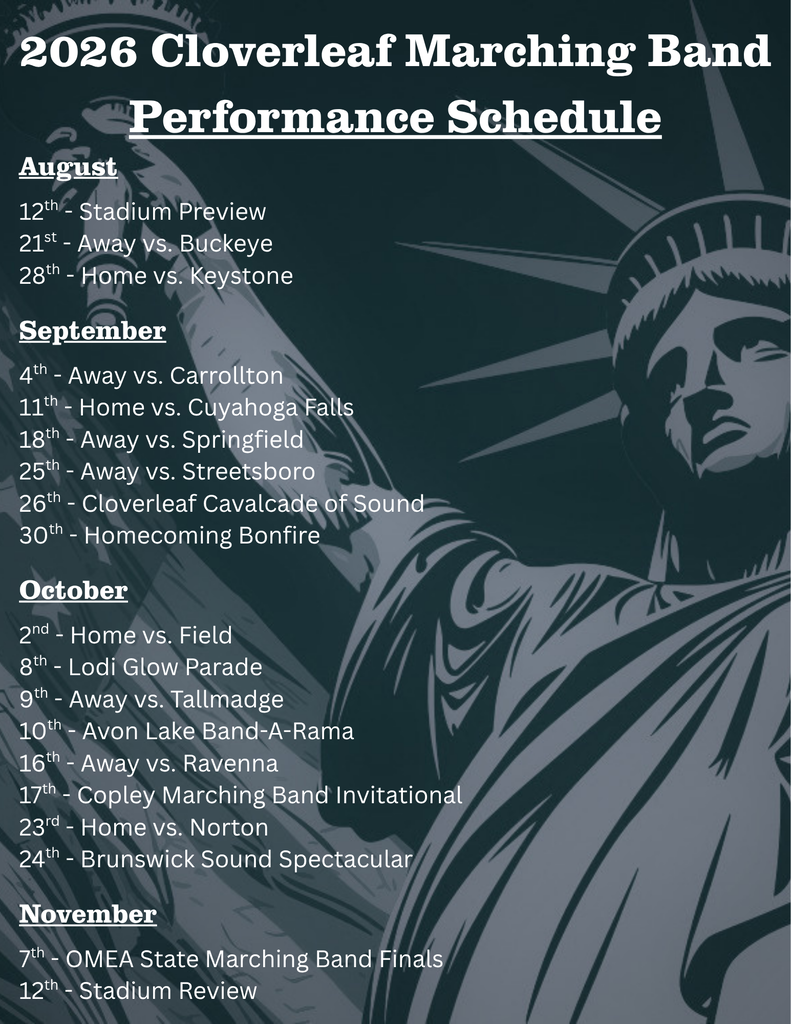 CHS Marching Band 2026 season schedule