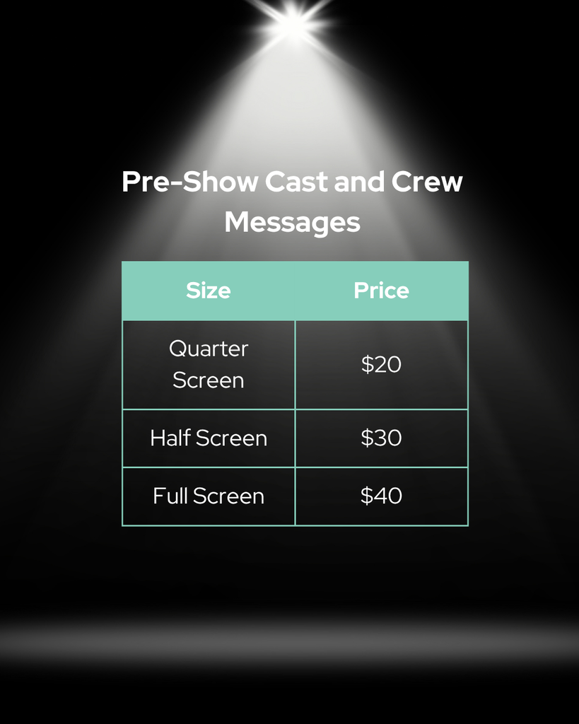 Pre-Show Cast and Crew Messages