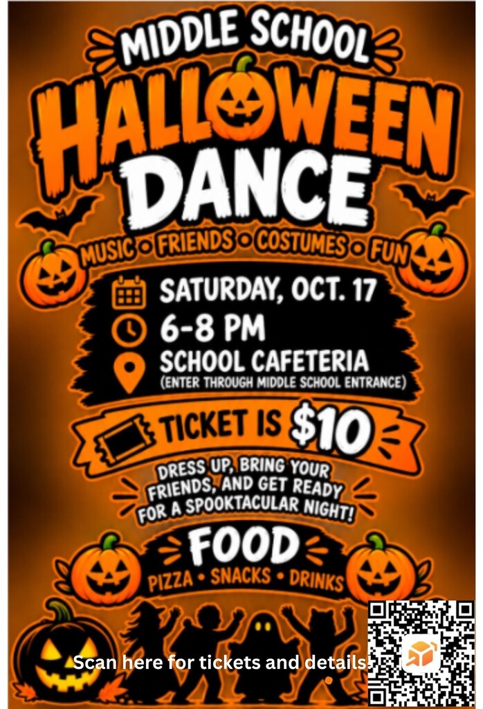 Middle School Halloween Dance Oct. 17