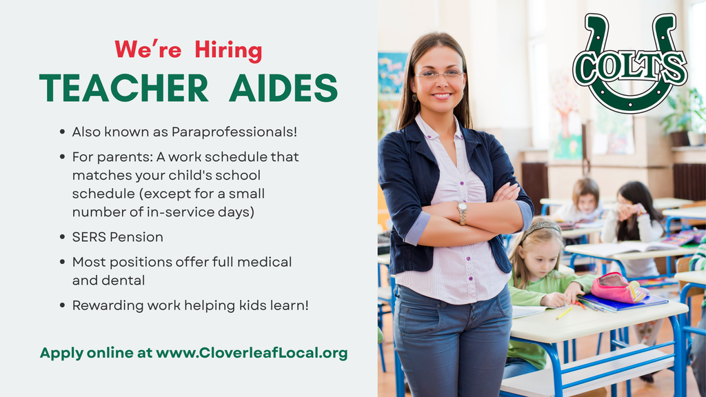 We're Hiring Teacher Aides