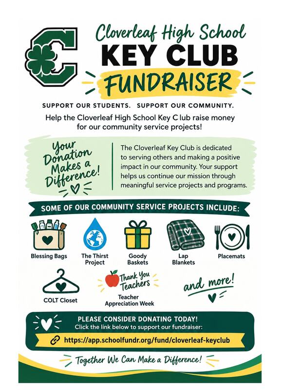 Cloverleaf High School Key Club Fundraiser