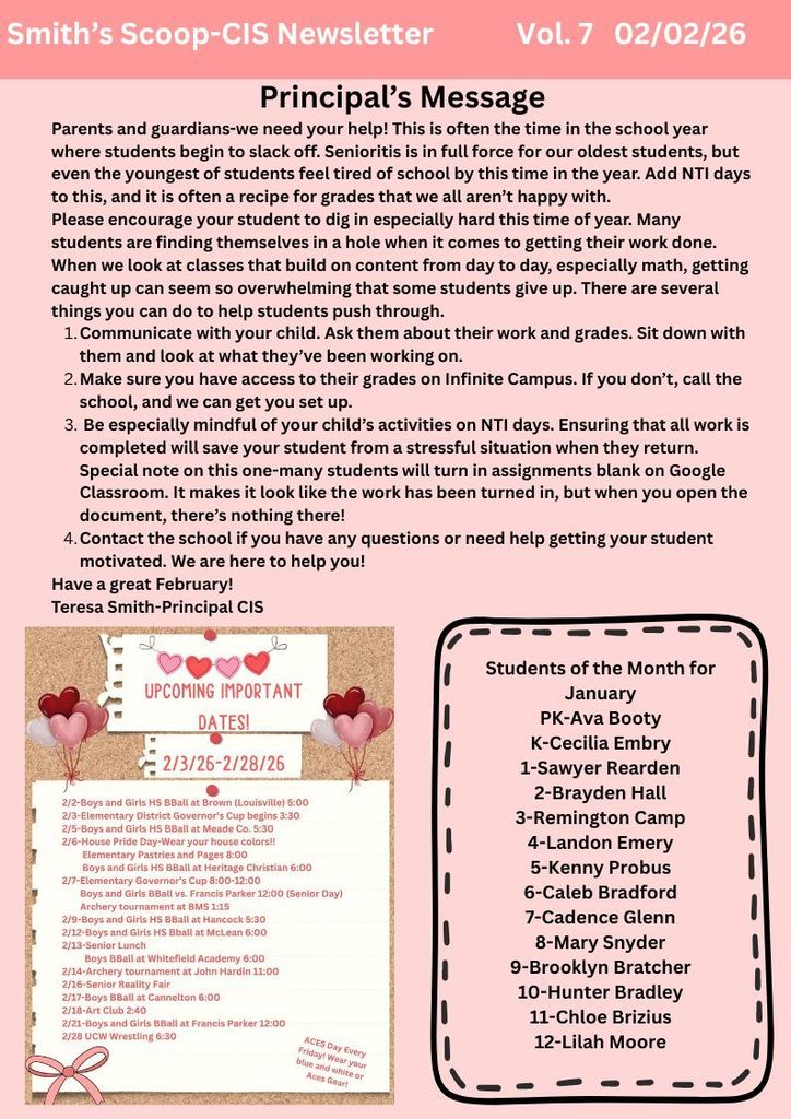 Smith's February Newsletter