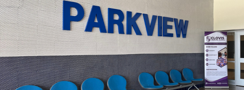 PARKVIEW sign above chairs in lobby
