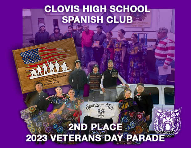 WILDCAT SPANISH CLUB WINS SECOND AT VETERANS DAY PARADE!