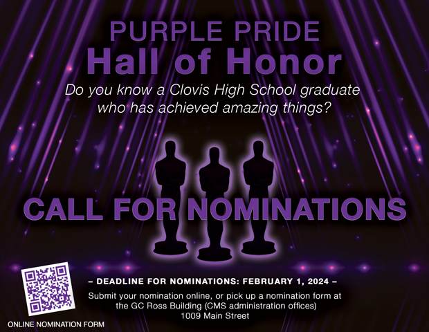 NOW SEEKING NOMINATIONS FOR THE 2024 "PURPLE PRIDE HALL OF HONOR AWARDS”
