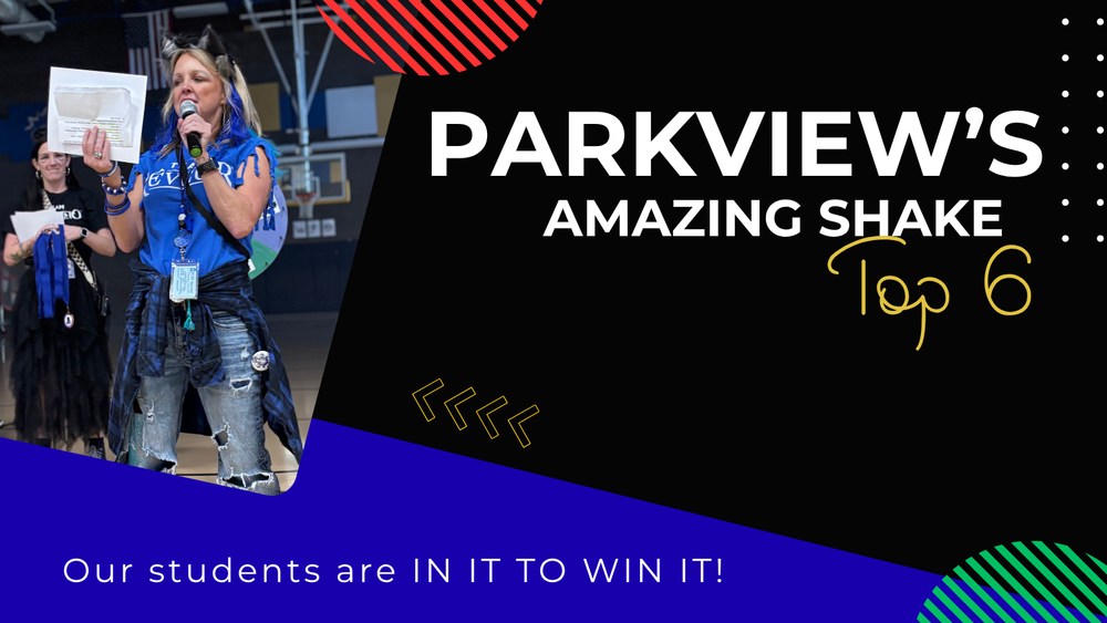 Lady holding a microphone and certificate. Parkview's Amazing Shake, Top 6