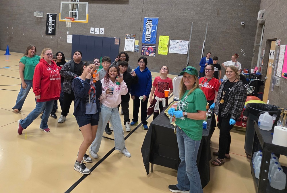 Parkview staff and students smiling and having fun celebrating