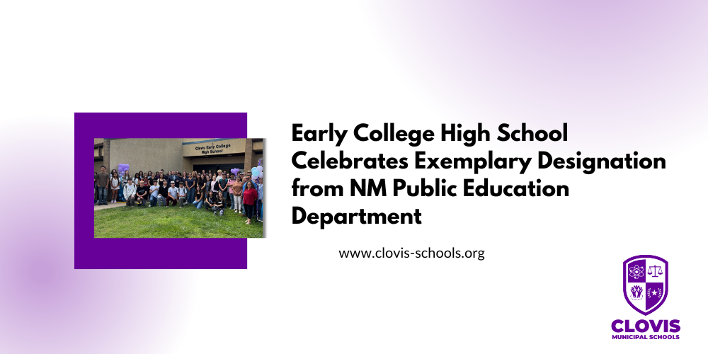 Early College High School Celebrates Exemplary Designation from NM Public Education Department - photo of students in front of building