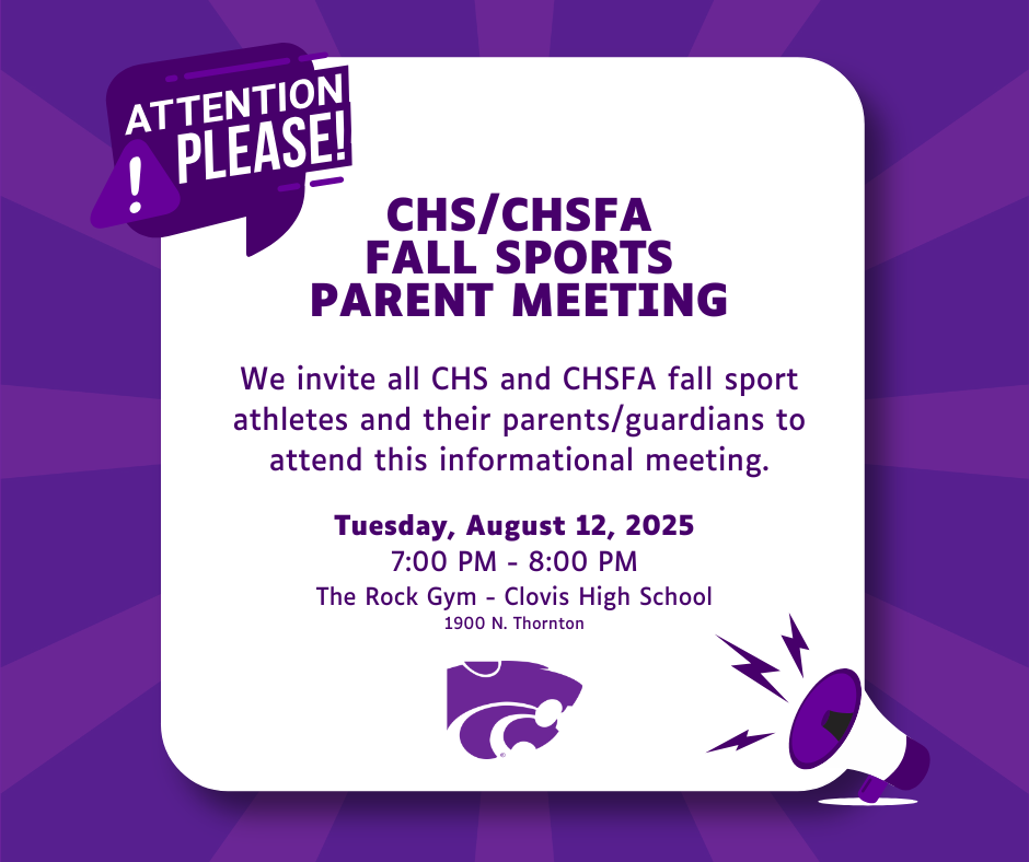 We invite all CHS and CHSFA fall sport athletes and their parents/guardians to attend this informational meeting.