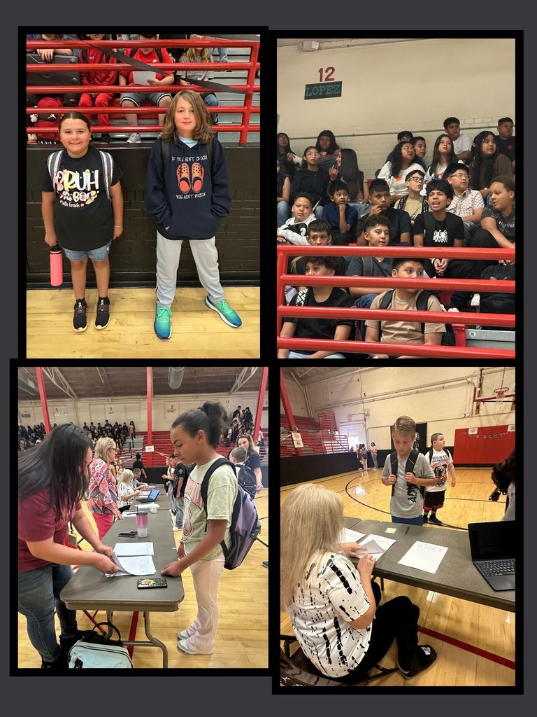 Pictures of students on first day of school.