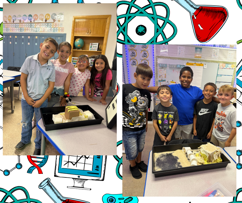 Students building houses to withstand floods in science.