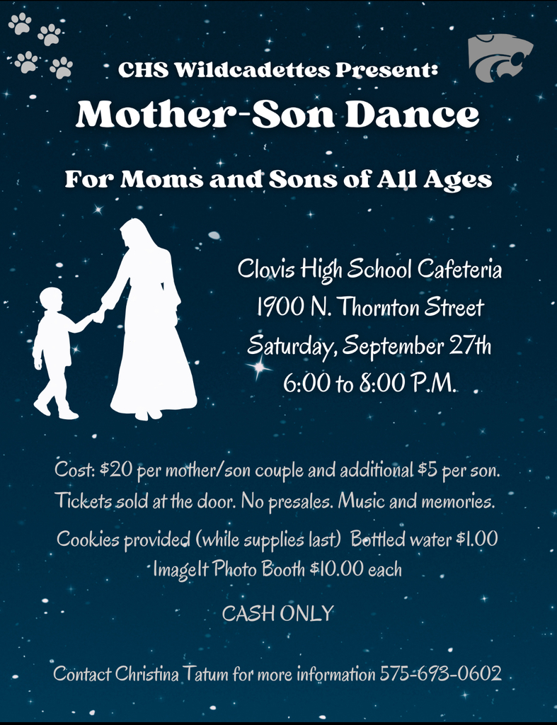 Flyer for the mother son dance which will be held on Sat 9/27 from 6 to 8 PM