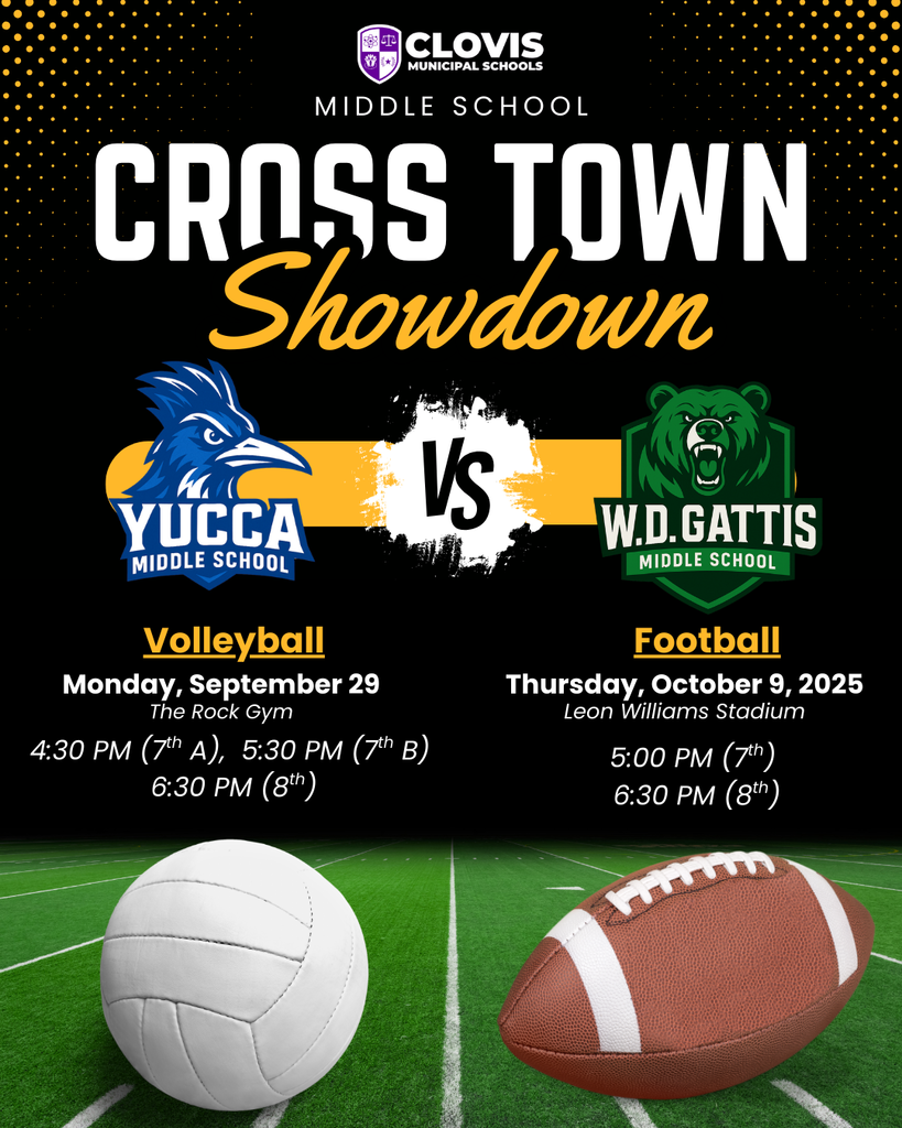 Flyer for the Cross town show down between Gattis and Yucca Volleyball and Football