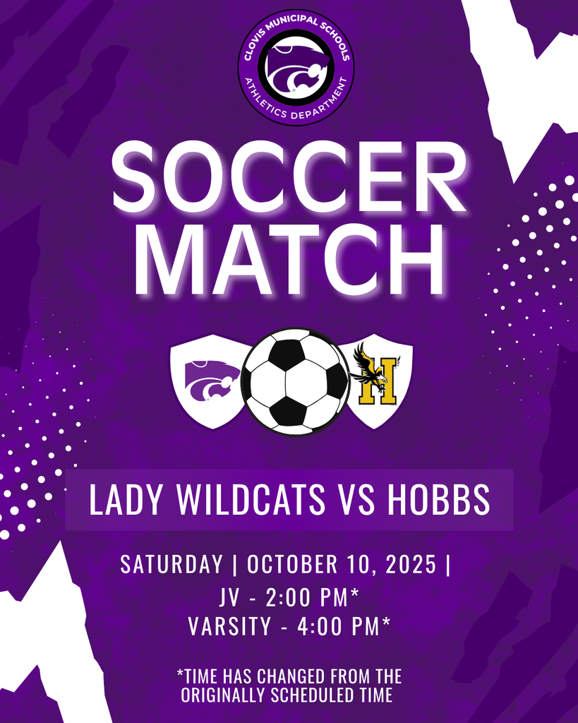 Flyer for Lady Wildcats vs Hobbs Soccer time change