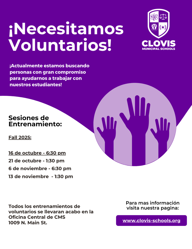 Volunteer Training Flyer in Spanish