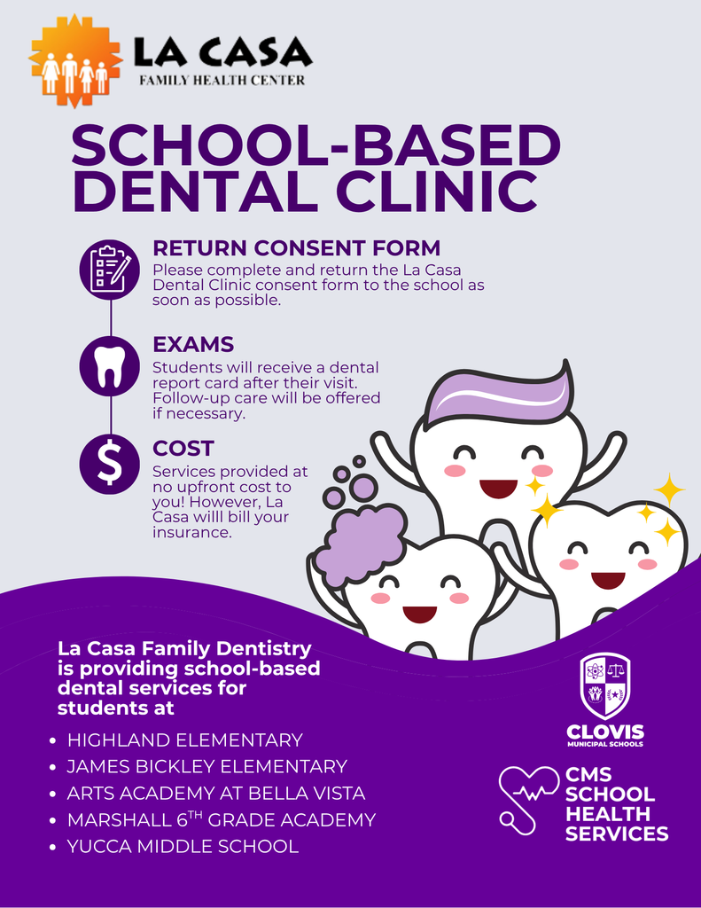 FLyer for the La Casa School Based Dental Clinic