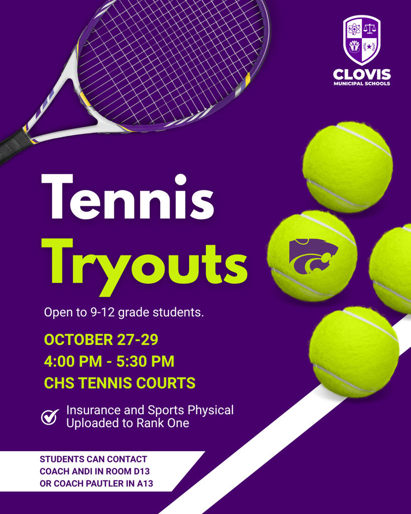 Flyer for Wildcat Tennis Tryouts