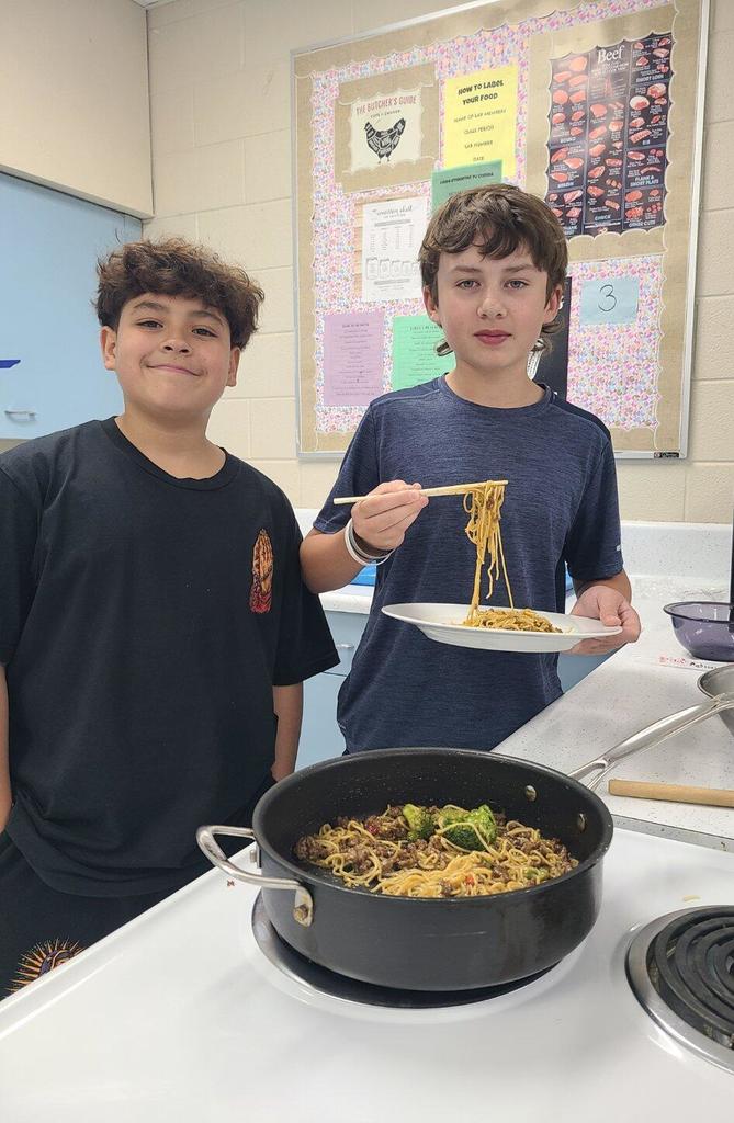 Students plating their meal