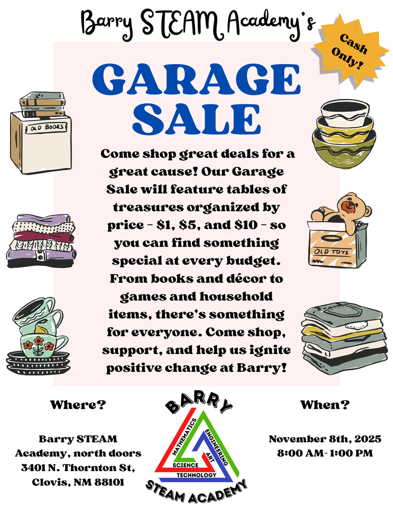 Barry Garage Sale Flyer for November 8th from 8am-1pm
