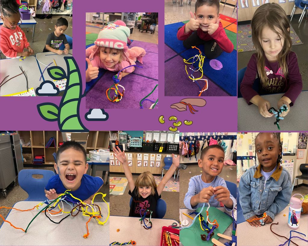 Mrs. Hodson's class with their Beanstalks