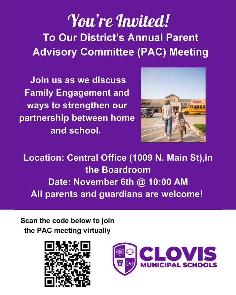 Flyer for the Parent Advisory Committee meeting for November 6 at 10 AM