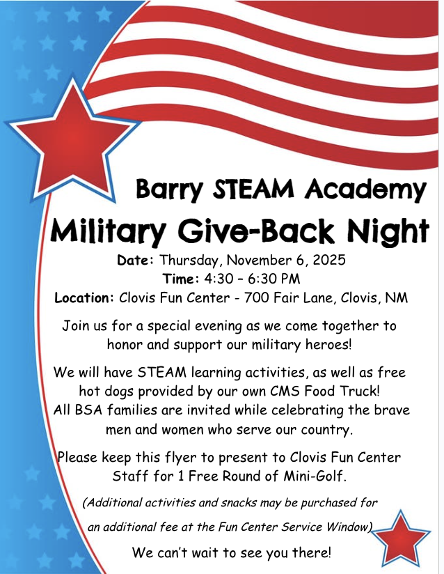 Barry STEAM Academy give back night