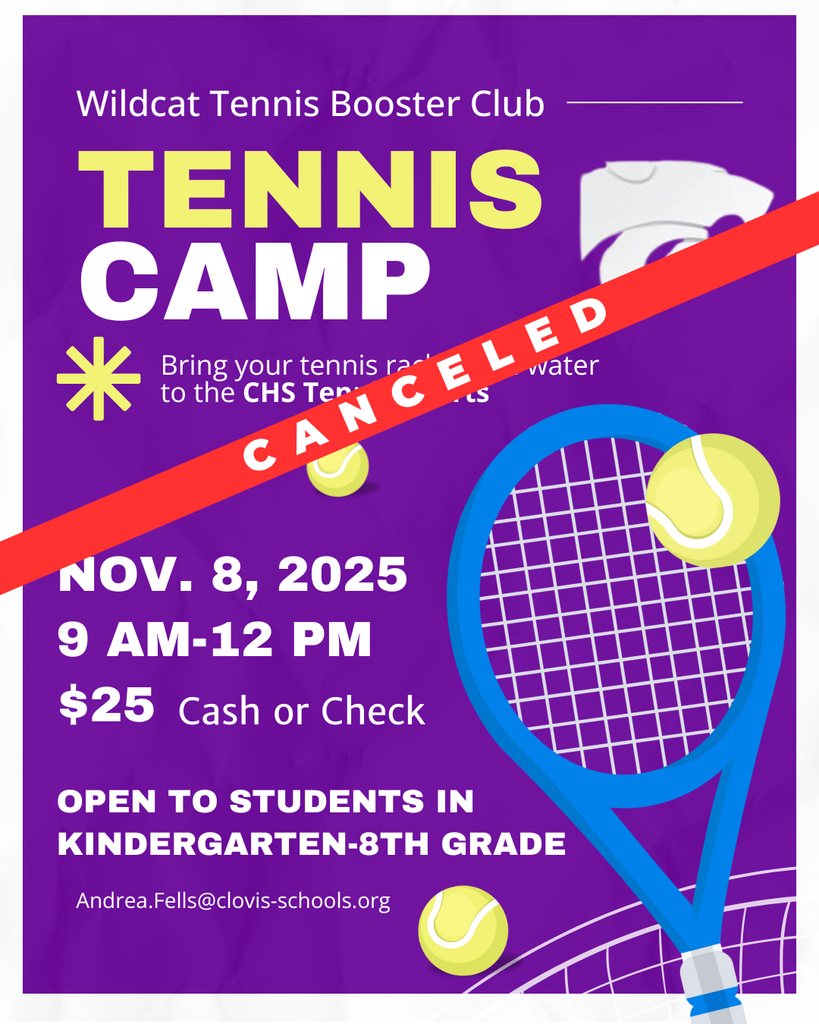 Cancelation flyer for Wildcat Tennis Camp